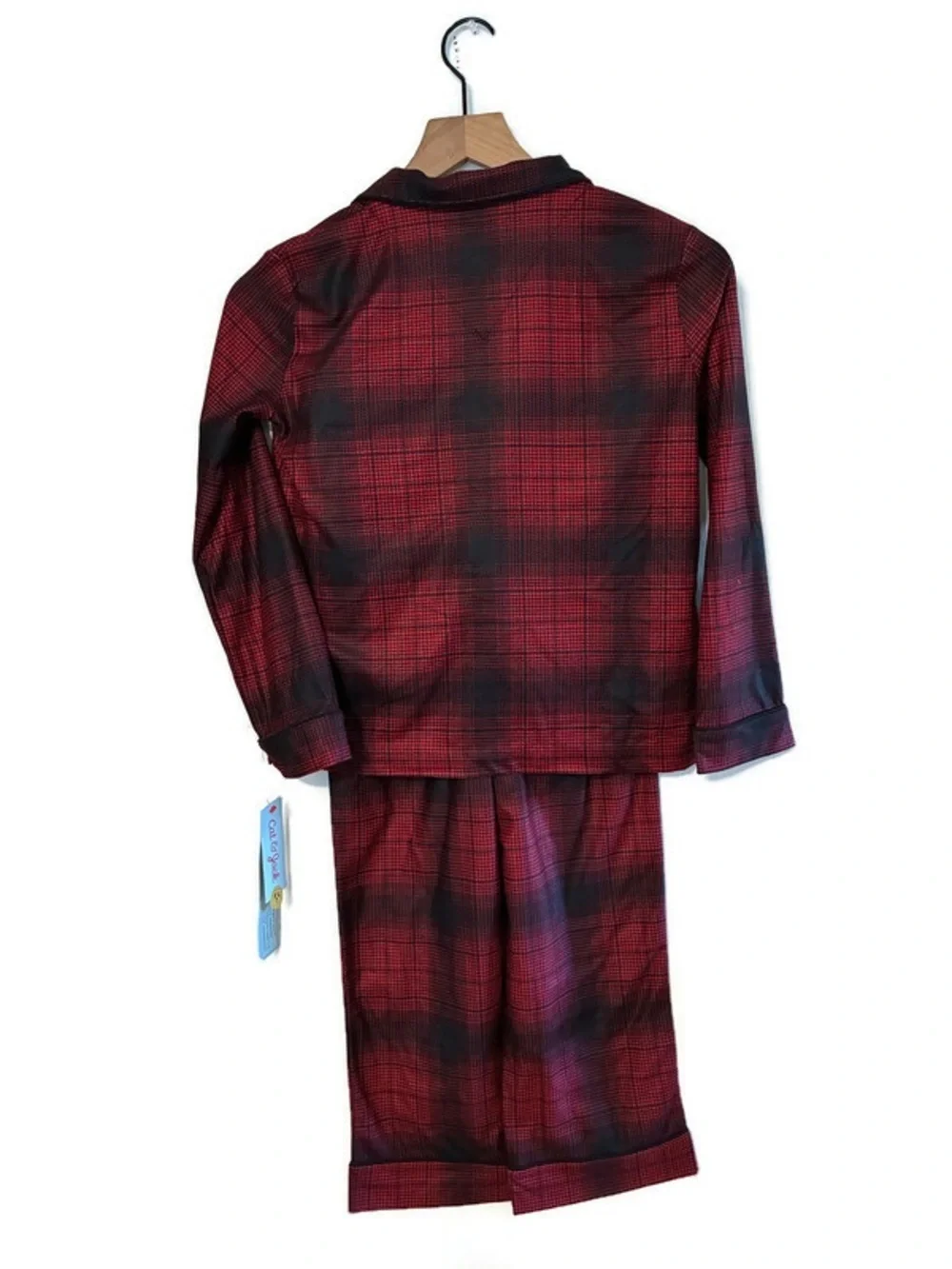 NWT Cat & Jack Boys Red Black Plaid Button Up Pajama Set Size Medium 8